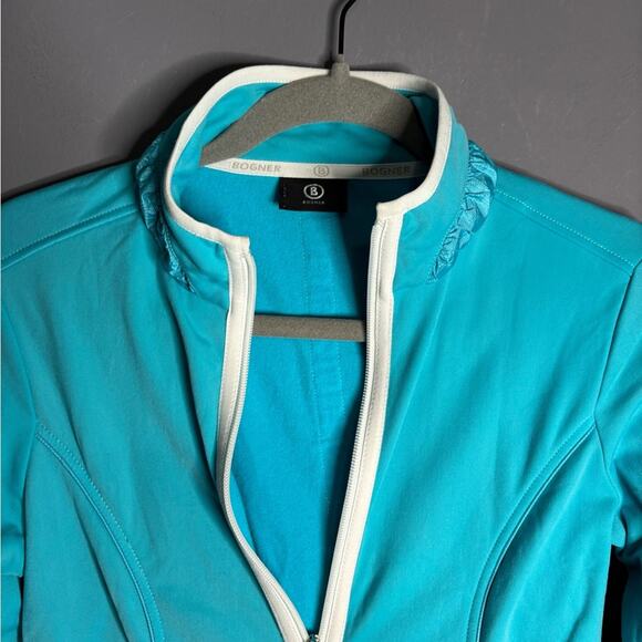 Bogner Blue Zip Up Jacket With White Trim and Pockets Size Small - Picture 4 of 9